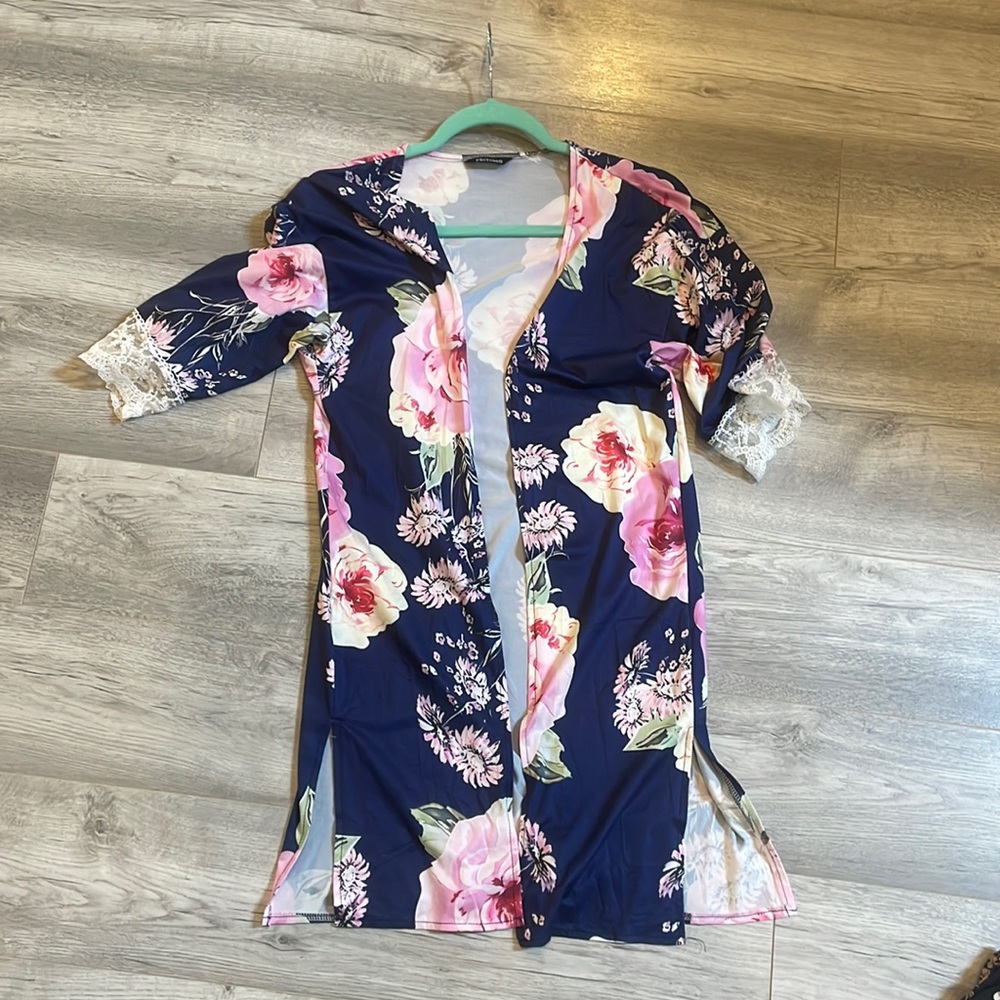 Silk floral robe